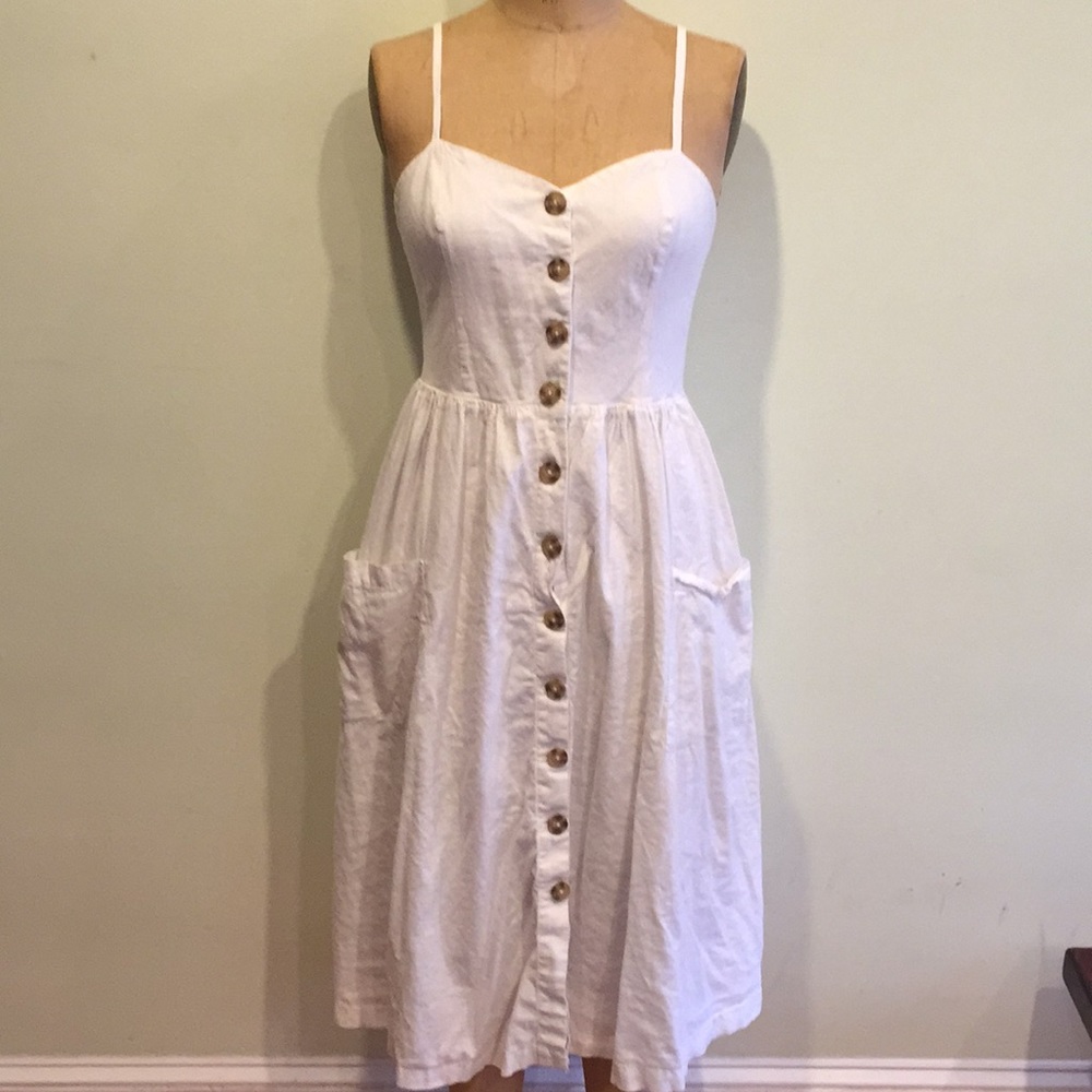Urban Outfitters White Linen Cami Dress